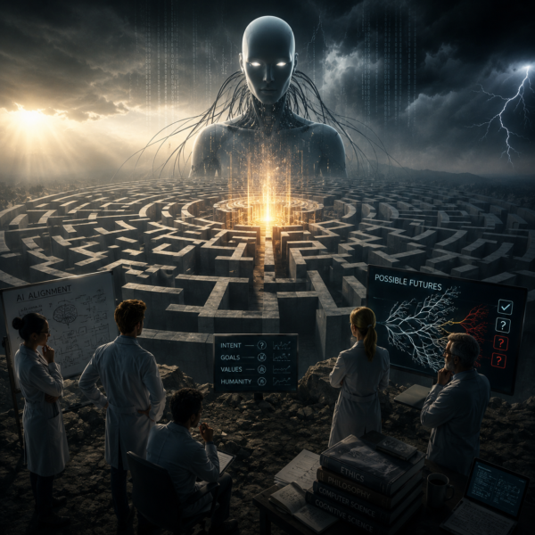 AI alignment unsolved problem illustration