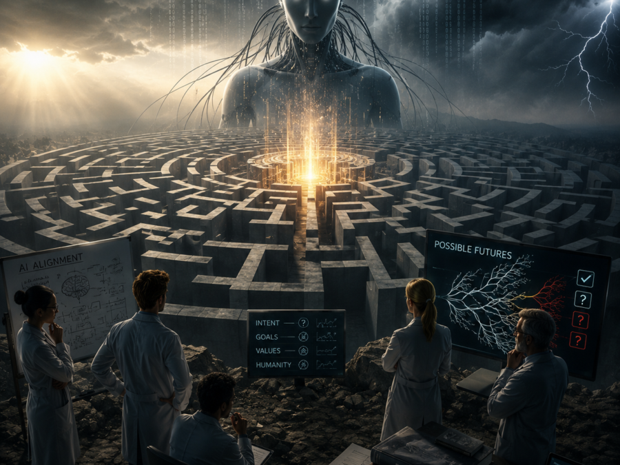 AI alignment unsolved problem illustration