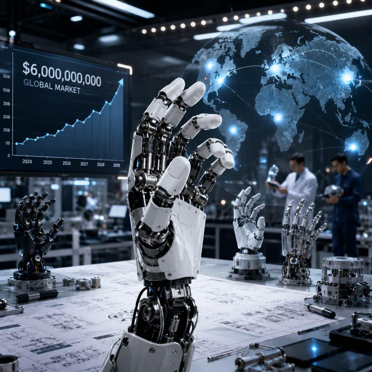 AI robotic hands gripping objects with human-like dexterity