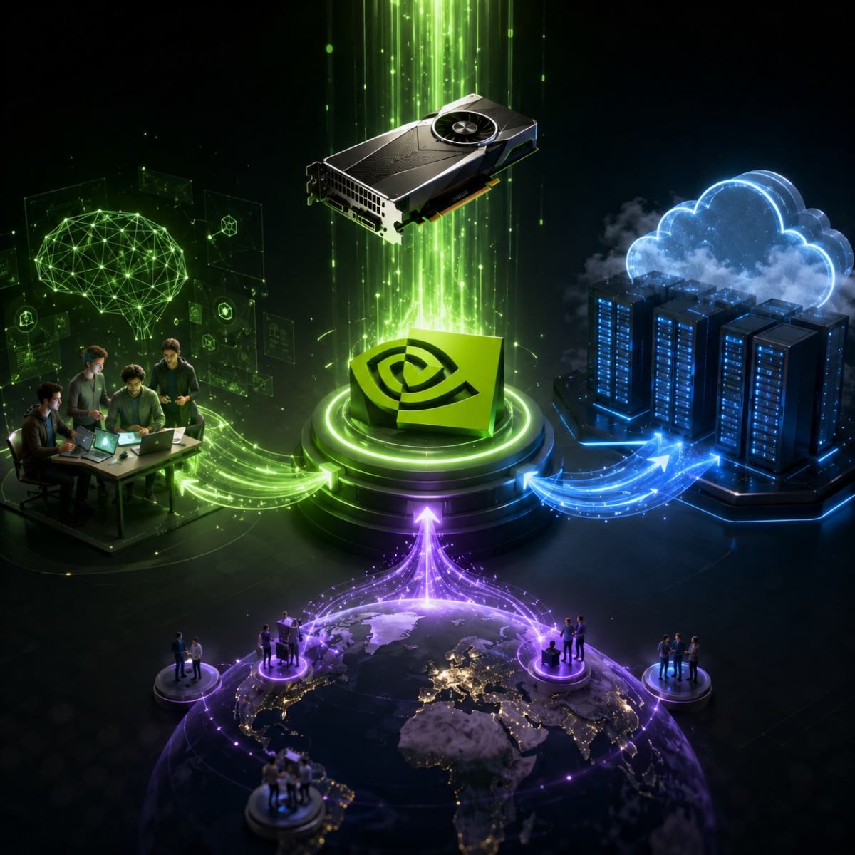 Nvidia revenue sharing model AI startups GPU access illustration