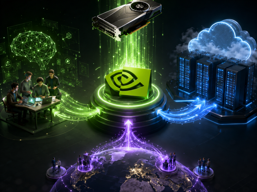 Nvidia revenue sharing model AI startups GPU access illustration