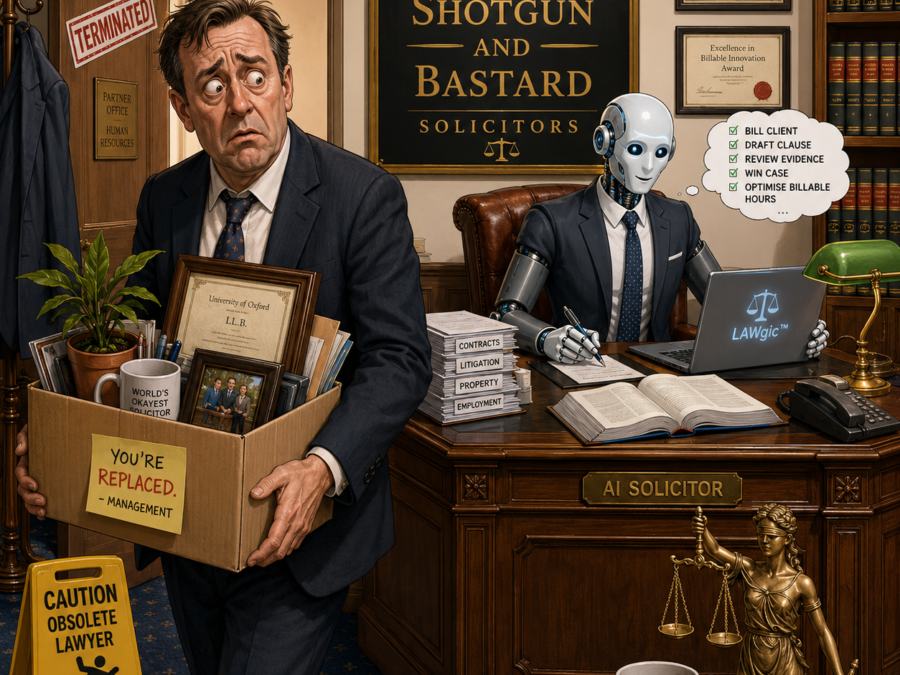 Professional identity in the age of AI shown as a human figure beside an AI network