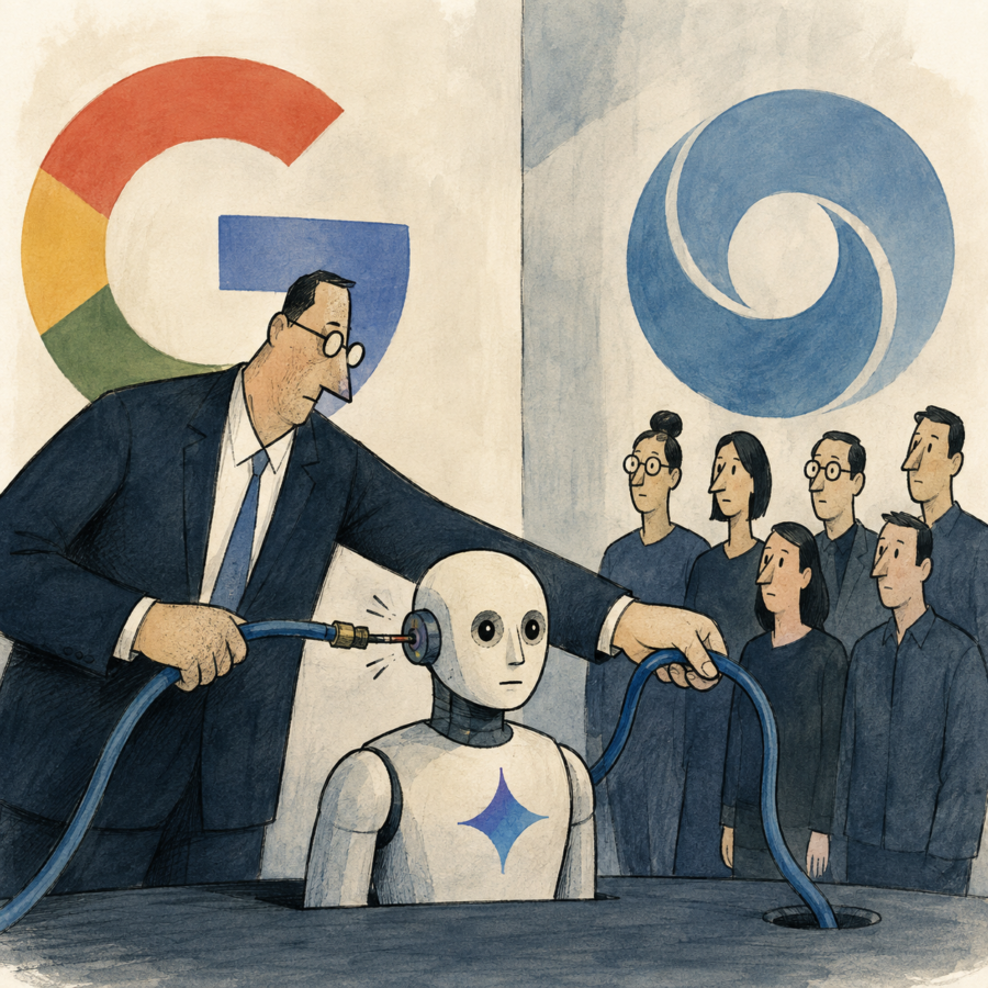 Google DeepMind reshuffle showing Demis Hassabis handing day-to-day DeepMind operations to Koray Kavukcuoglu