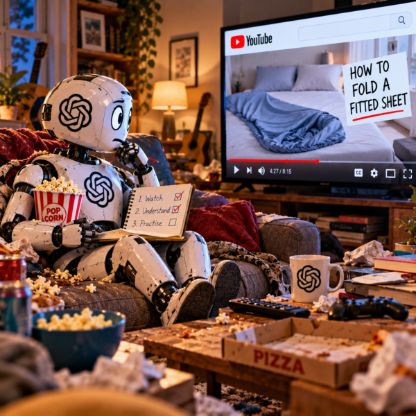 AI robot learning how to fold a fitted sheet by watching an ordinary YouTube video